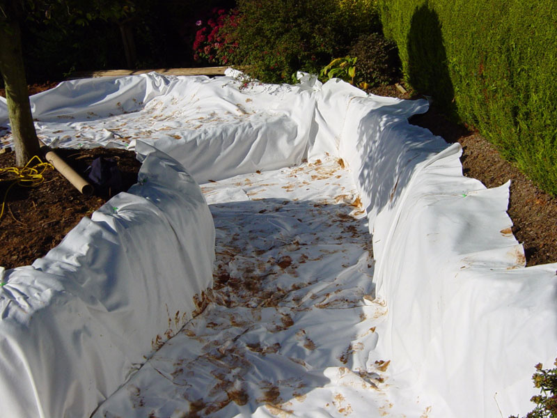 Protective Underlay Laid under pond liner in a new pond